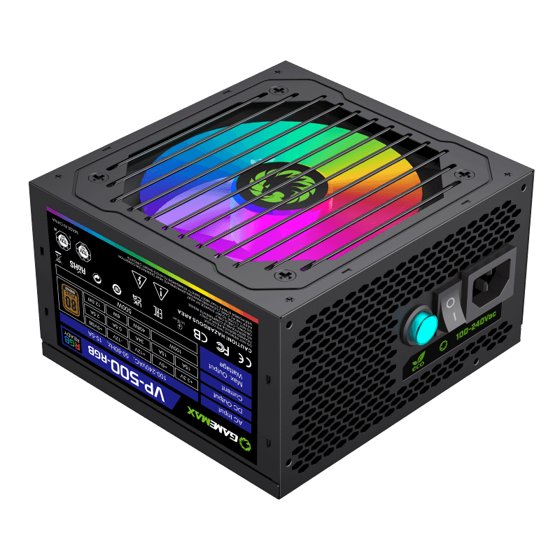 Fuente de Poder Gamemax 500W RGB VP-500-RGB 80+ Bronze