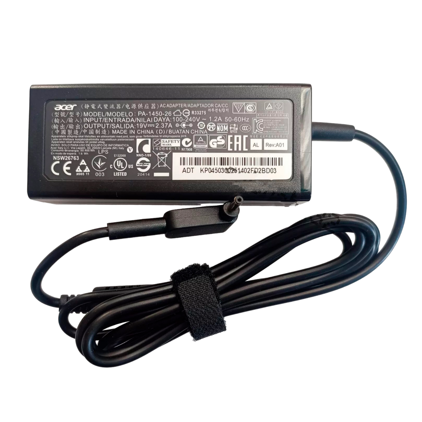 Cargador Original Acer 19V x 3.42A, Punta Fina 3.0×1.0mm 65W