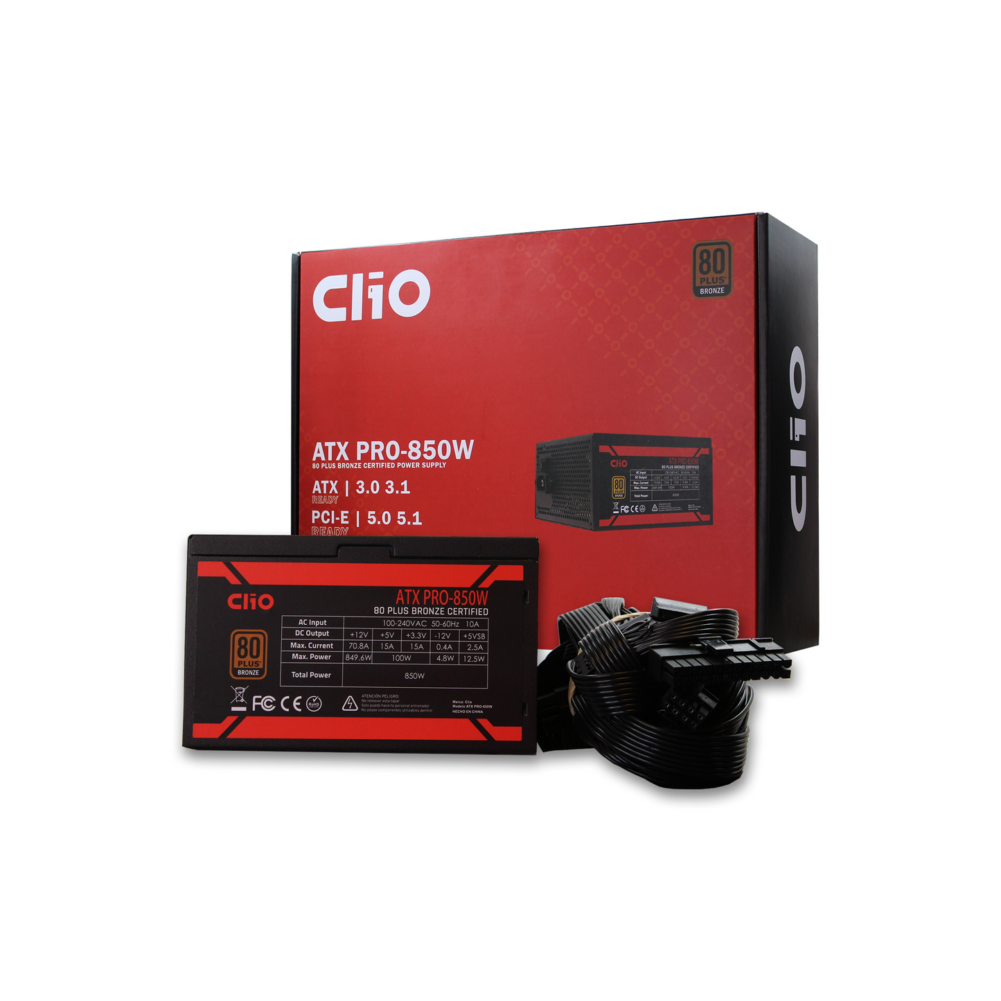 Fuente de Poder Clio ATX-850W 80+ Bronce