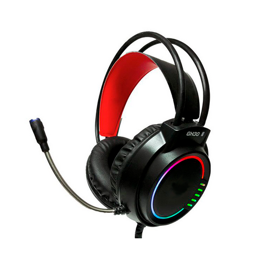 Audífonos Gamer Wesdar GH30 (Jack 3.5mm, LED Multicolor, Negro/Rojo)