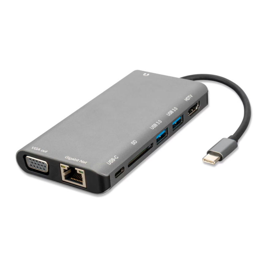 Docking USB-C 8 en 1 SD/4K/JACK/USB 3,0/ VGA/LAN – Batek