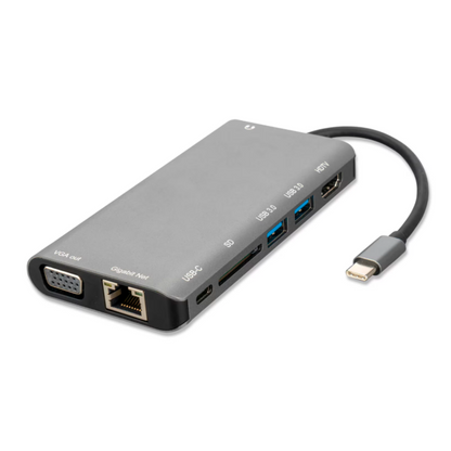 Docking USB-C 8 en 1 SD/4K/JACK/USB 3,0/ VGA/LAN