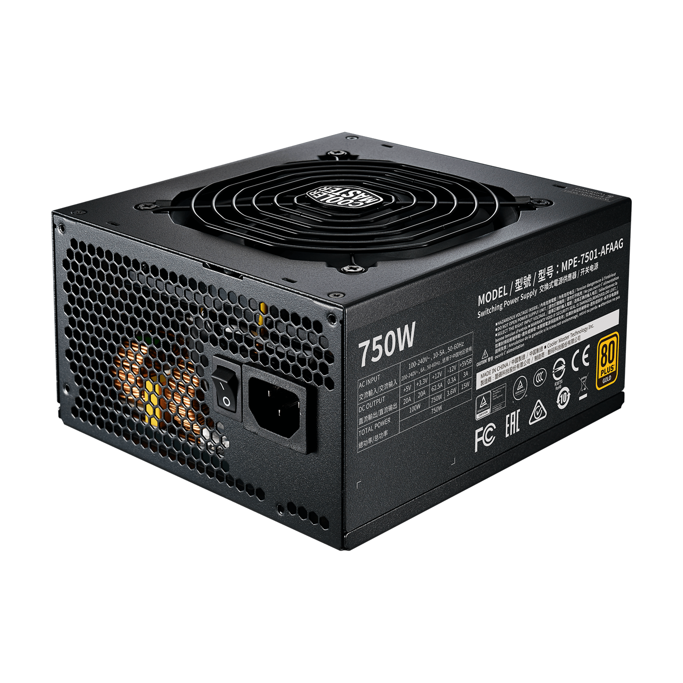 Fuente De Poder Cooler Master 750W MWE V2 80+ Gold (Fully Modular)