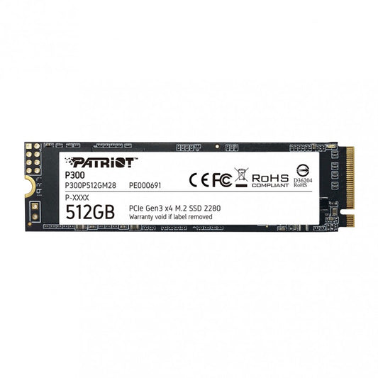 Unidad SSD Patriot P300 512GB NVMe PCIe Gen3 2280 P300P512GM28