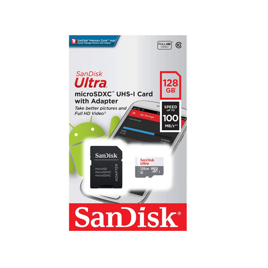 Memoria MicroSDXC SanDisk 128GB Ultra, UHS-I, Incluye Adaptador SD