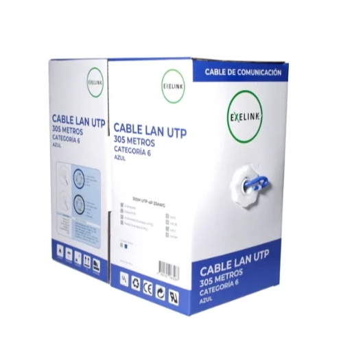 Cable LAN UTP Exelink Cat 6 23AWG Azul 305 Mts