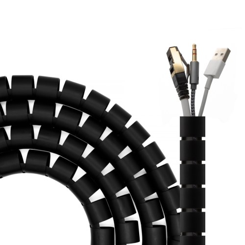 Organizador de cables en Espiral Exelink 15mm x 10M Negro